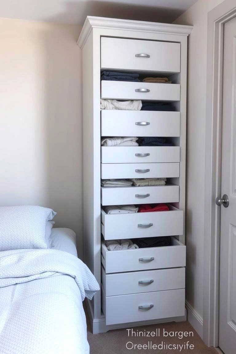 Tall and Narrow Dresser - 24 small bedroom storage ideas
