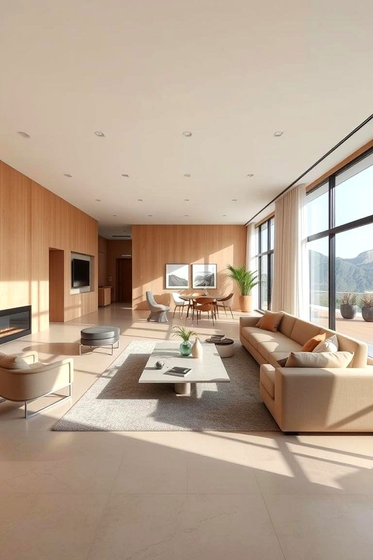 Tan Open Concept Living - 24 Tan Living Room Ideas