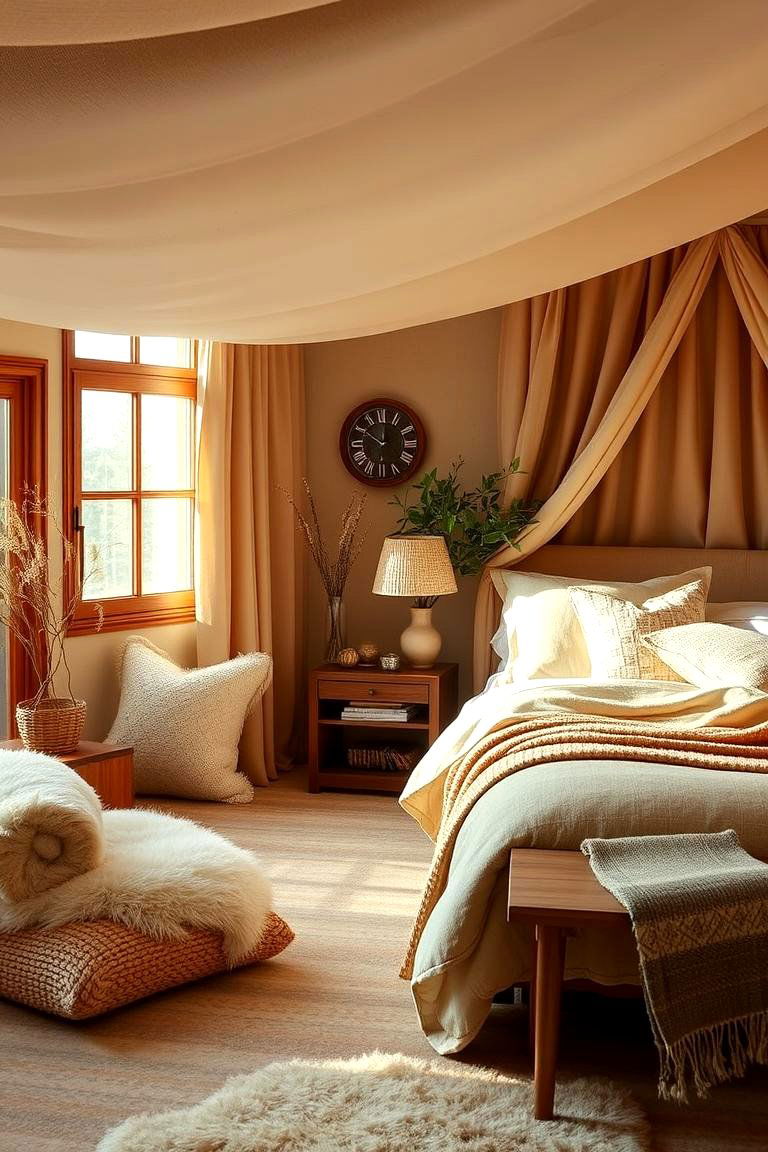 Tan Serenity with Cozy Fabrics - 24 Tan Bedroom Ideas
