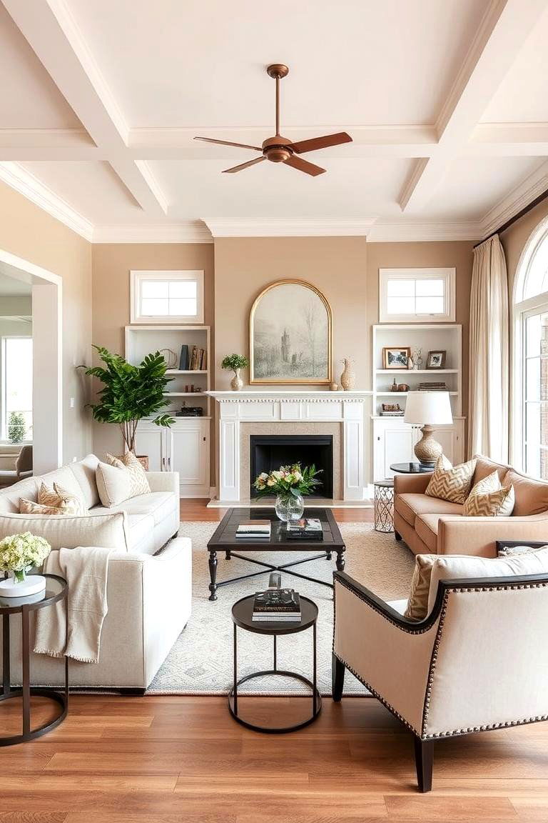 Tan Transitional Elegance - 24 Tan Living Room Ideas