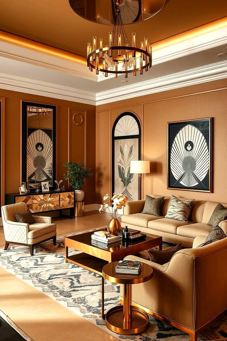 Tan with Art Deco Influence - 24 Tan Living Room Ideas