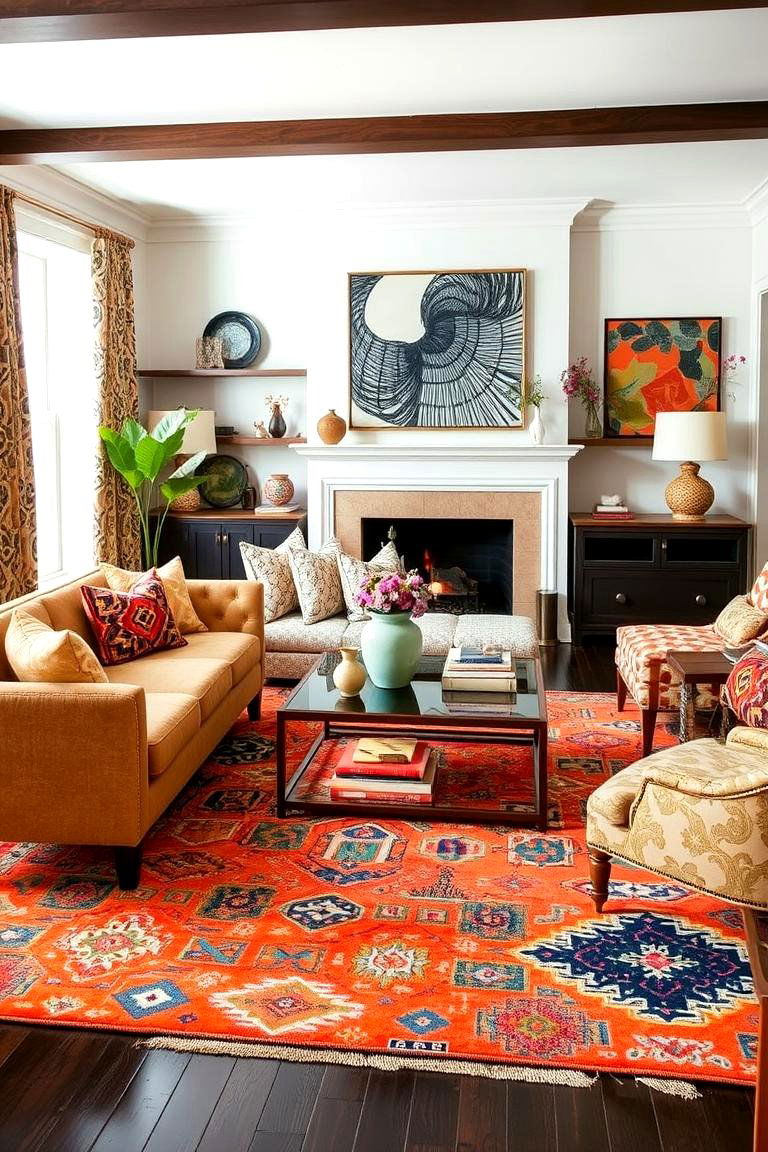 Tan with Bold Patterns - 24 Tan Living Room Ideas