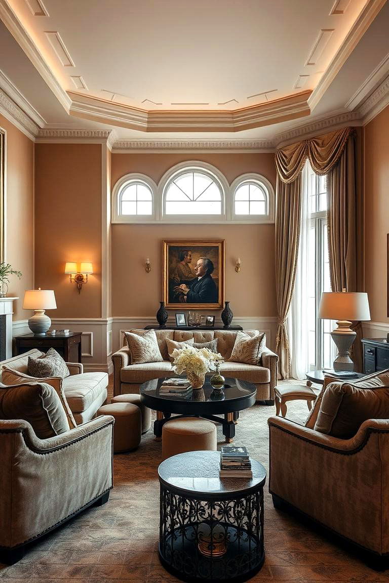 Tan with Luxurious Fabrics - 24 Tan Living Room Ideas