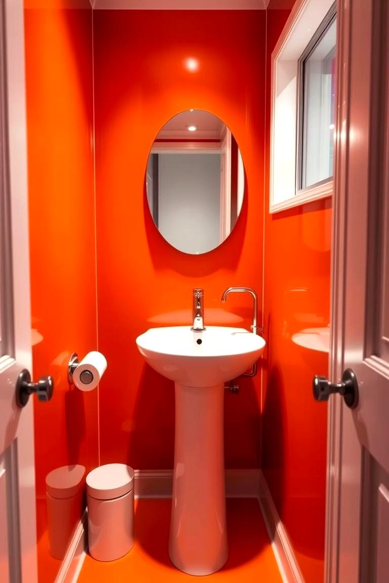 Tangerine Dream Powder Room Walls - 24 Orange Room Ideas