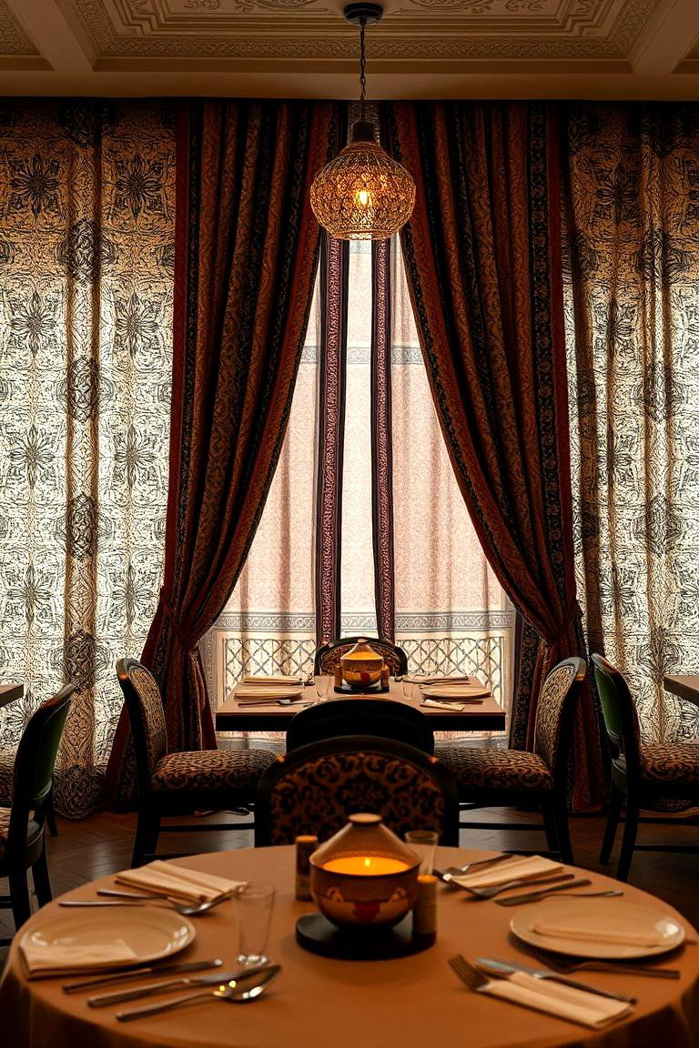 Tapestry Inspired Curtains - 24 Dining Room Curtain Ideas
