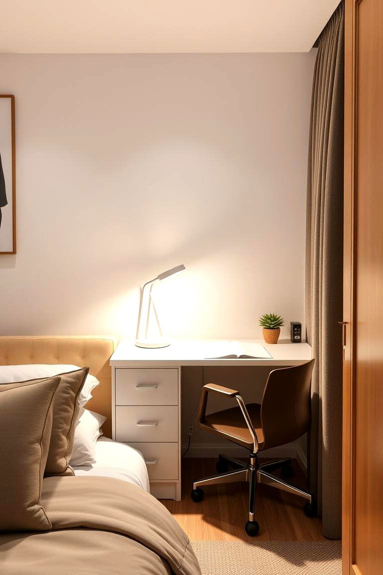 Task Lighting for Study - 24 Small Bedroom Lighting Ideas