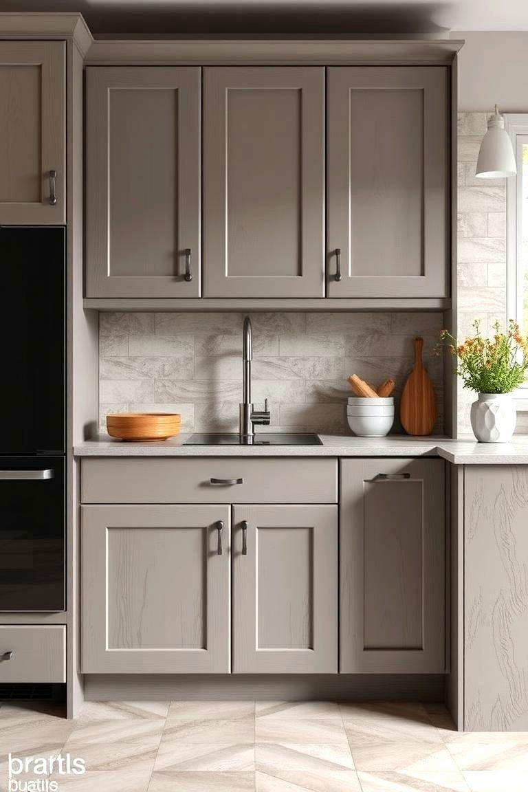 Taupe Cabinets with Textured Finishes - 24 Taupe Kitchen Cabinet Ideas