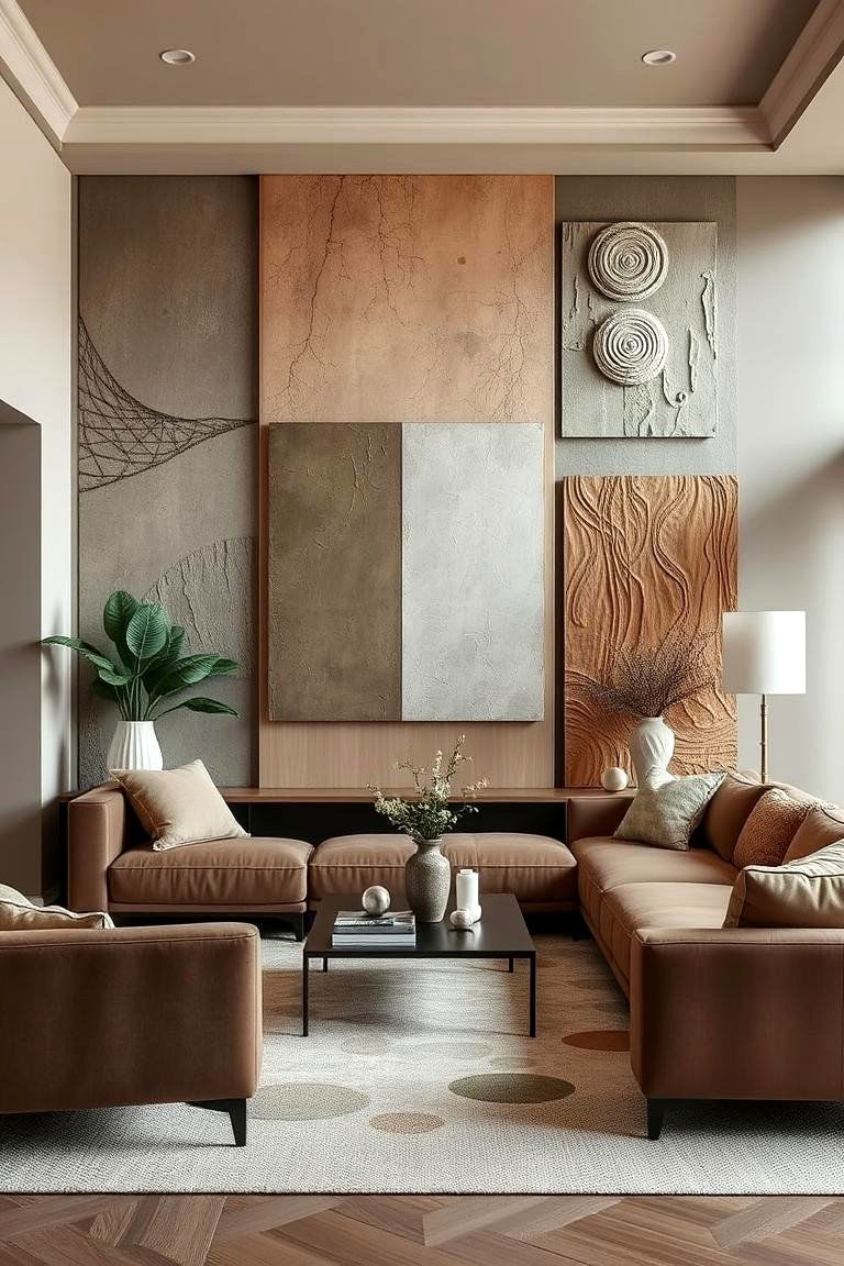 Taupe Decor with Artistic Wall Features - 24 Taupe Living Room Ideas