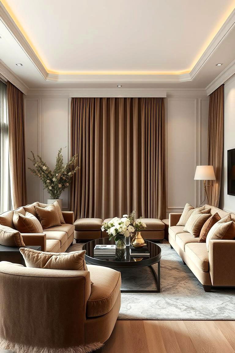 Taupe Elegance with Luxurious Textures - 24 Taupe Living Room Ideas
