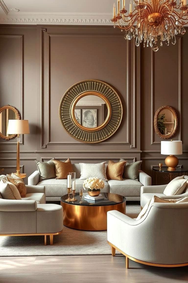 Taupe Elegance with Metallic Touches - 24 Taupe Living Room Ideas