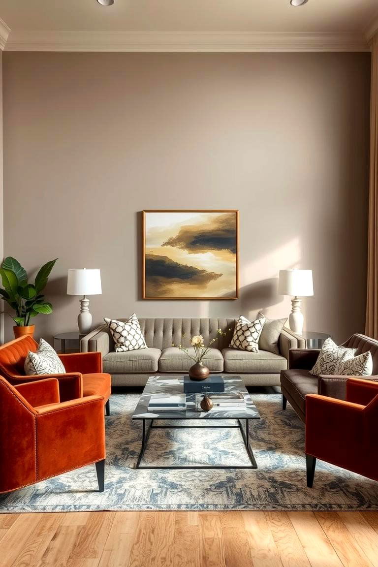 Taupe Living Room with Statement Furniture - 24 Taupe Living Room Ideas