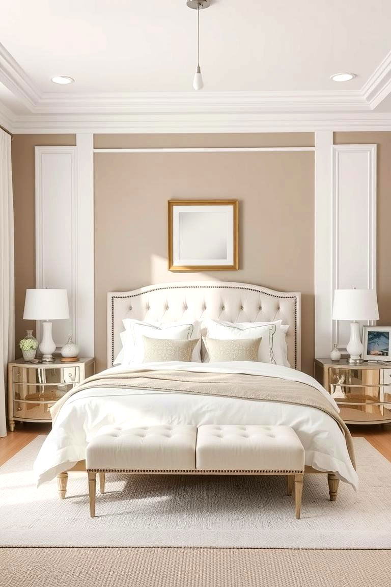 Taupe and White Contrast - 24 Taupe Bedroom Ideas