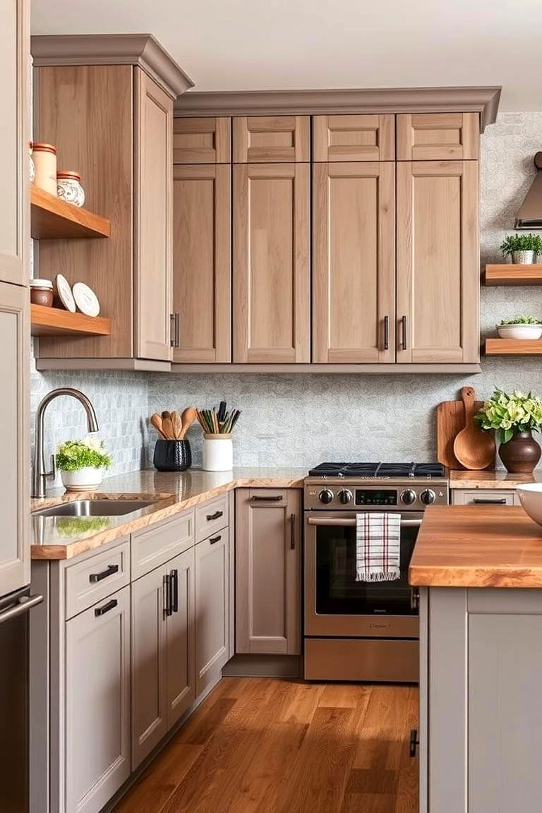 Taupe and Wood Fusion - 24 Taupe Kitchen Cabinet Ideas