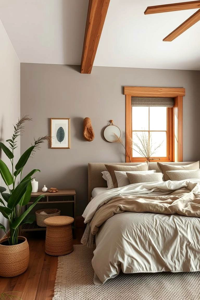 Taupe with Natural Wood Accents - 24 Taupe Bedroom Ideas