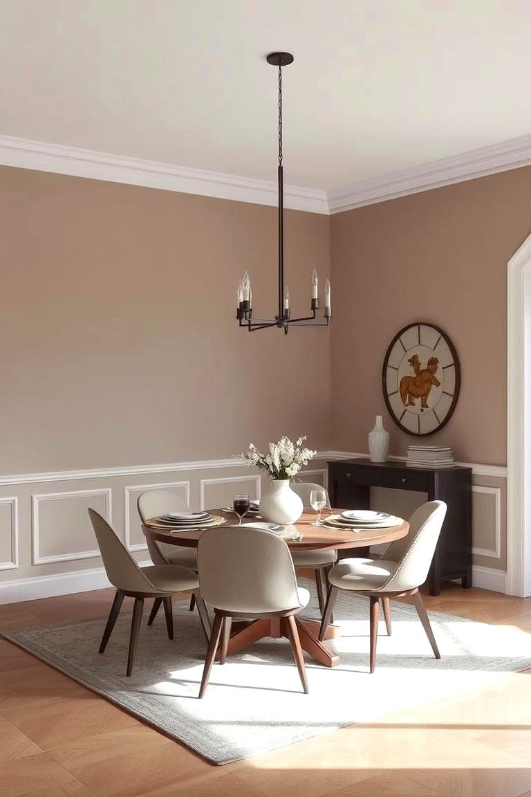Taupe with Simple White Accents - 24 Neutral Dining Room Ideas