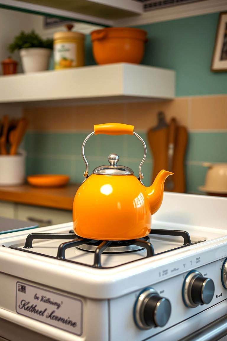 Tea Kettle on Display - 24 Retro Kitchen Ideas