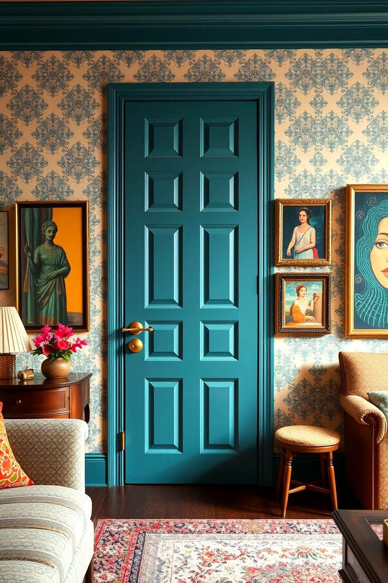 Teal - 24 Interior Door Color Ideas
