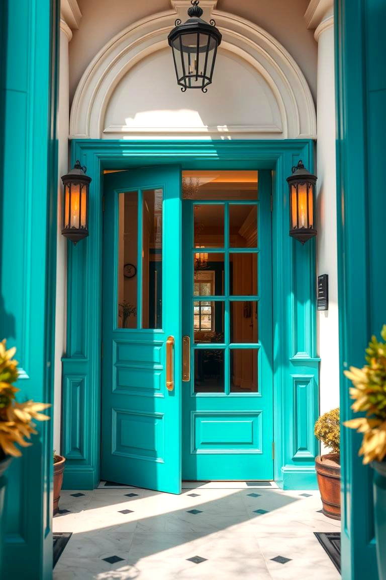 Teal Accent Doorways - 24 Teal House Exterior Ideas