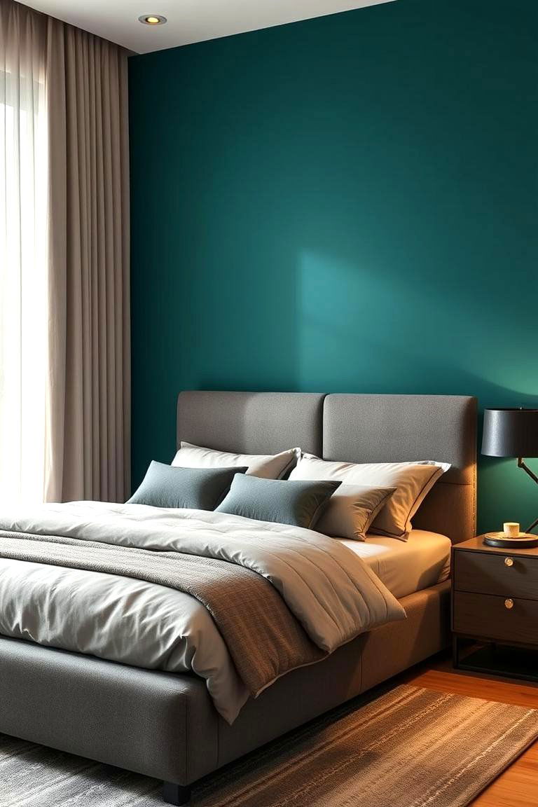 Teal Accent Wall Magic - 24 Teal and Grey Bedroom Ideas