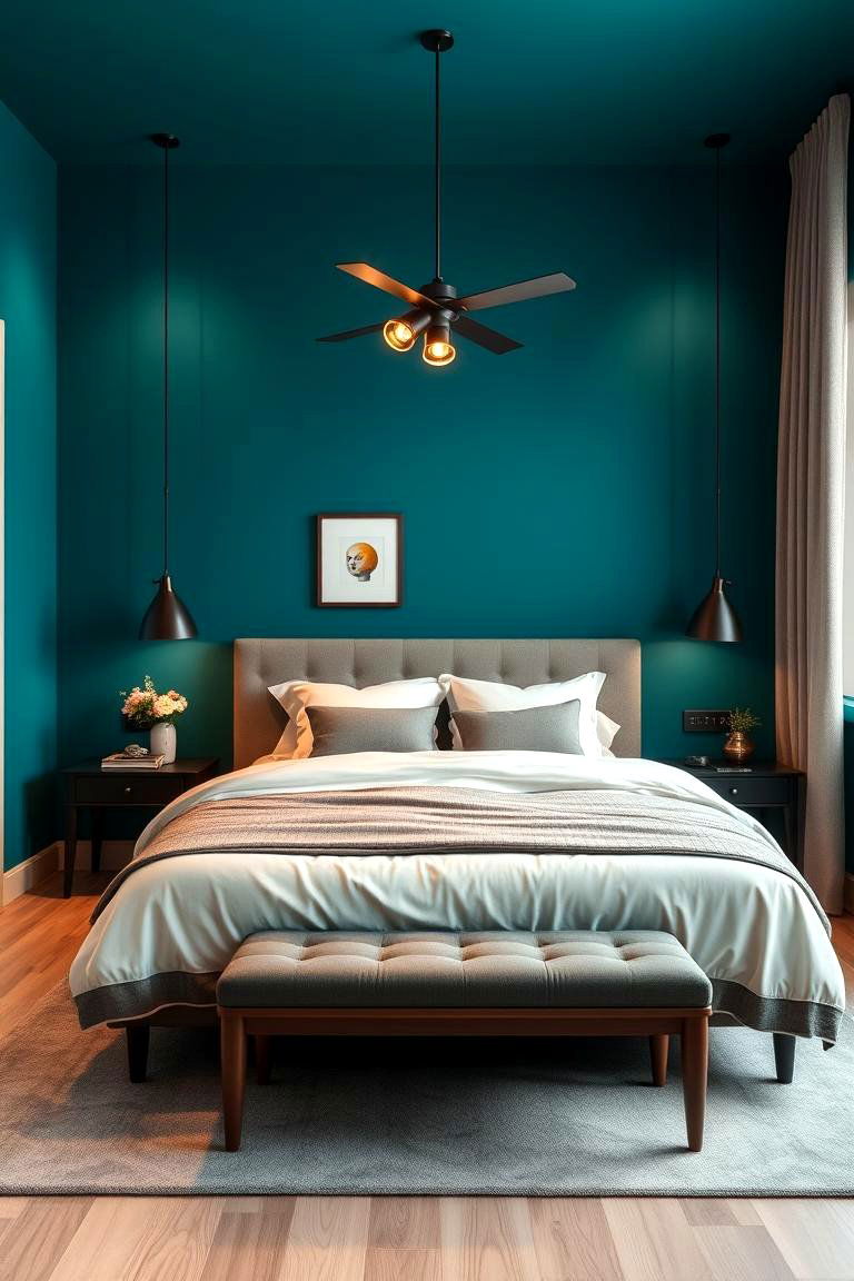 Teal Accent Walls - 24 Teal Bedroom Ideas