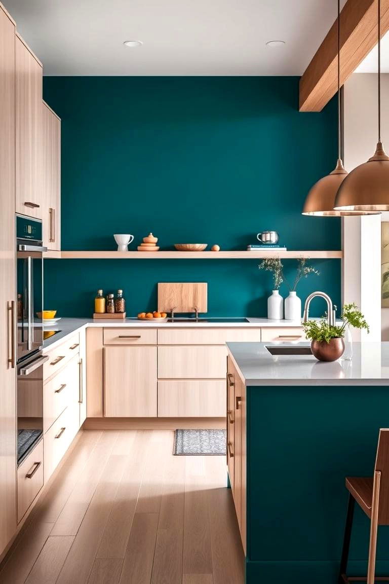Teal Accent Walls - 24 Teal Kitchen Ideas