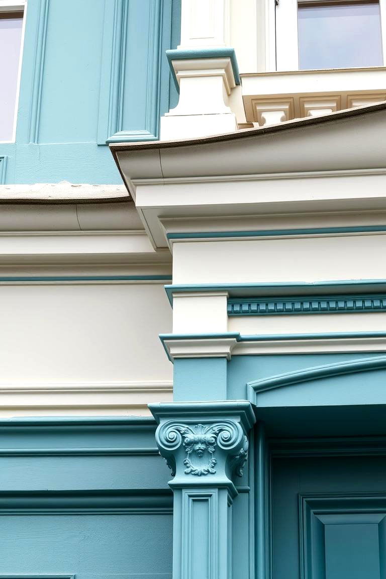 Teal Architectural Detailing - 24 Teal House Exterior Ideas