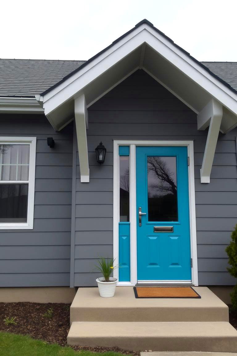 Teal Blue Door for a Pop of Color - 24 Grey House With Blue Door Ideas