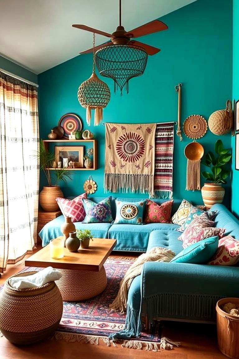 Teal Bohemian Escape - 24 Teal Bedroom Ideas