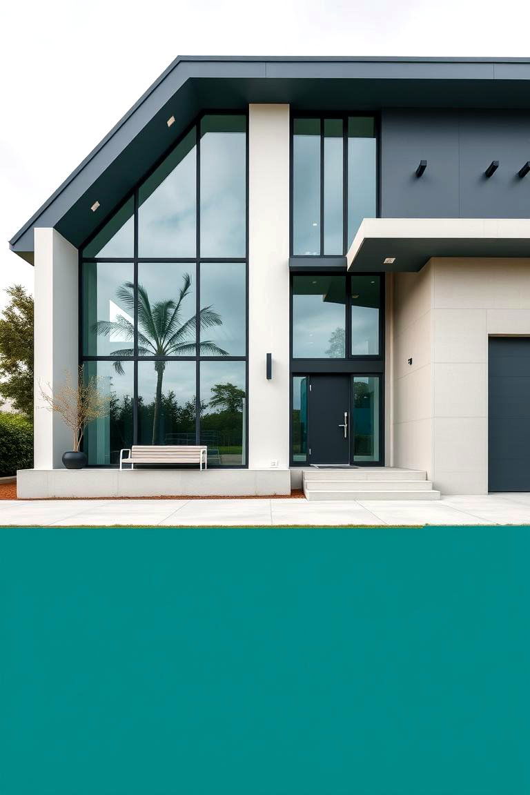 Teal Contemporary Lines - 24 Teal House Exterior Ideas