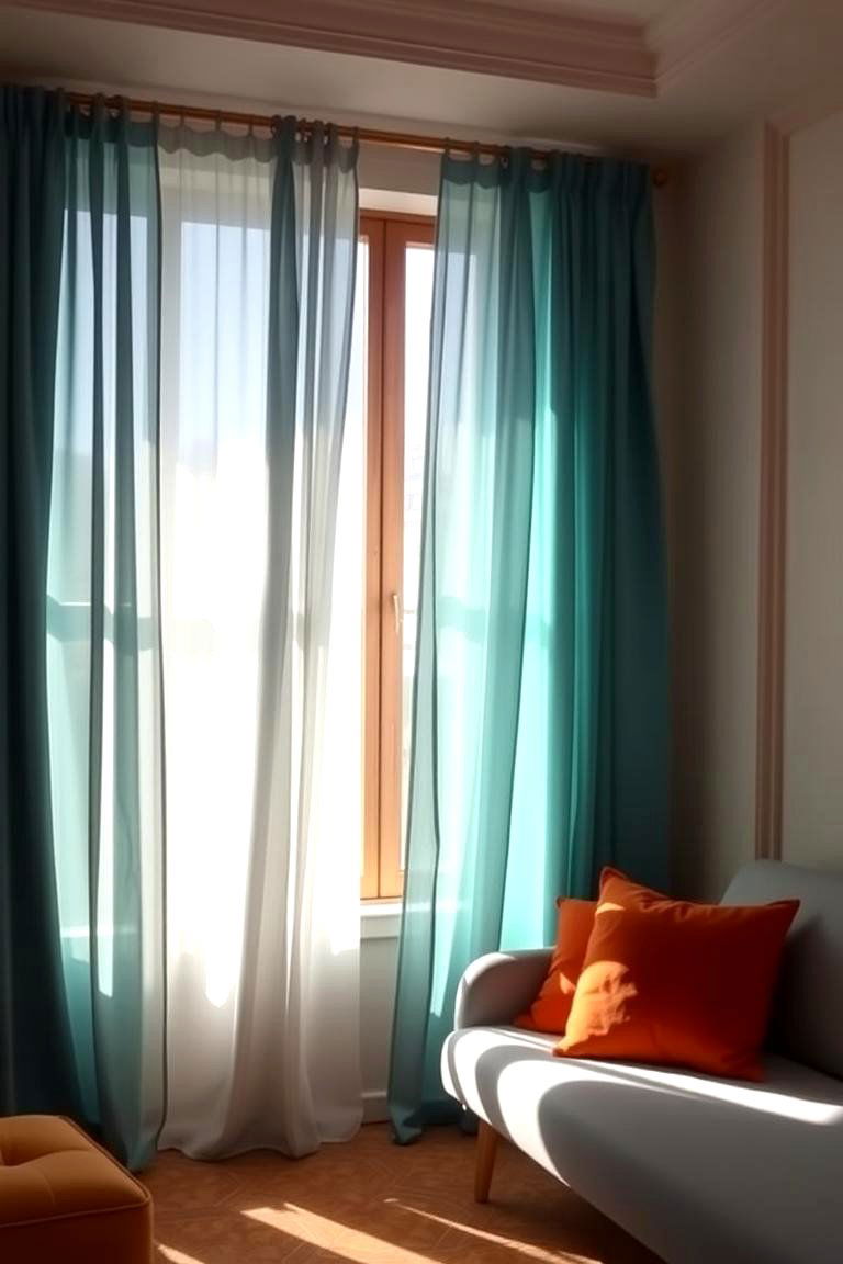 Teal Curtains and Orange Pillows - 24 Teal and Orange Bedroom Ideas