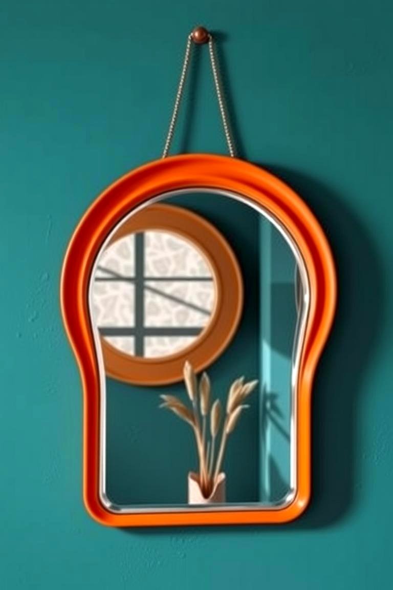 Teal Decorative Mirrors with Orange Frames - 24 Teal and Orange Bedroom Ideas