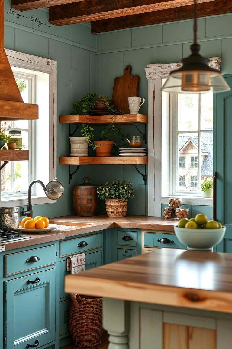 Teal Farmhouse Style - 24 Teal Kitchen Ideas