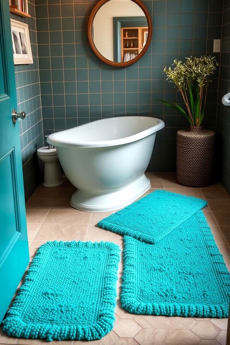 Teal Floor Mats - 24 Teal Bathroom Ideas