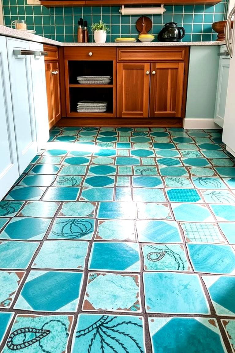 Teal Floor Tiles - 24 Teal Kitchen Ideas