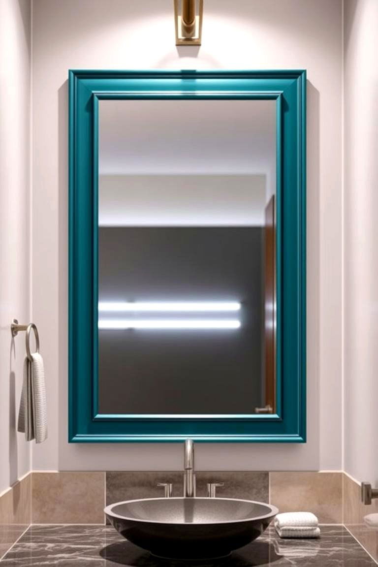 Teal Mirror Frames - 24 Teal Bathroom Ideas