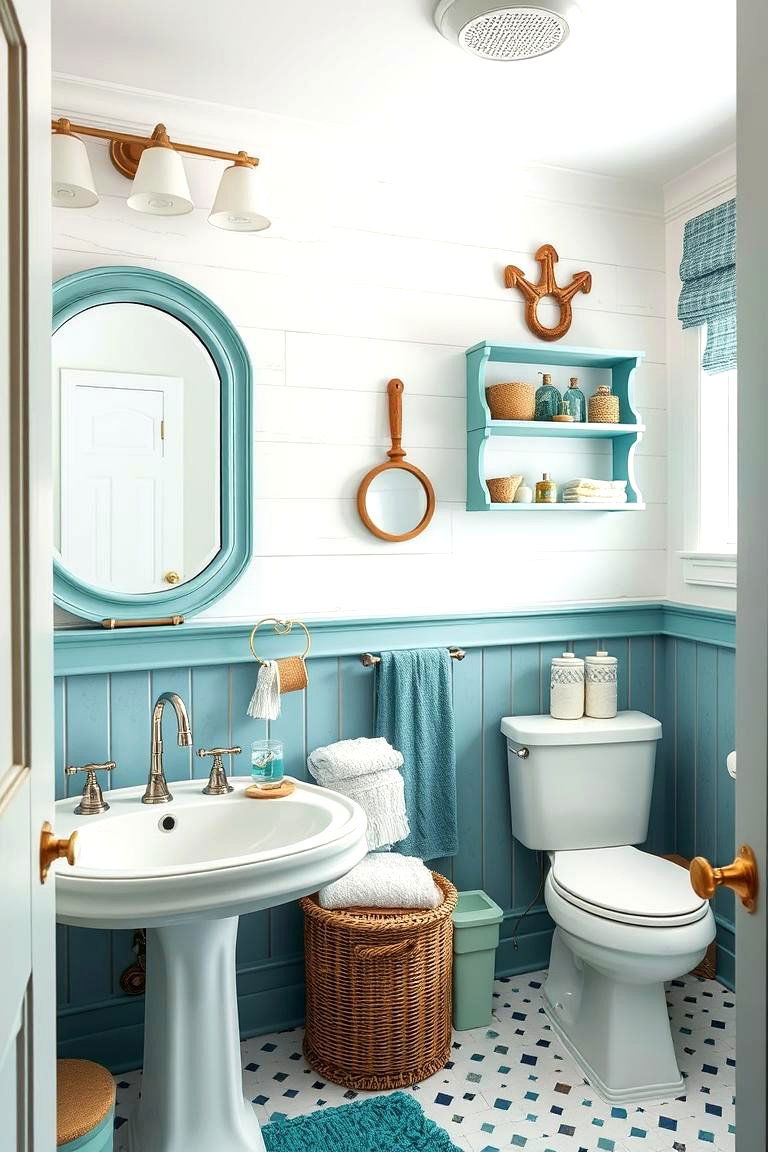 Teal Nautical Theme - 24 Teal Bathroom Ideas