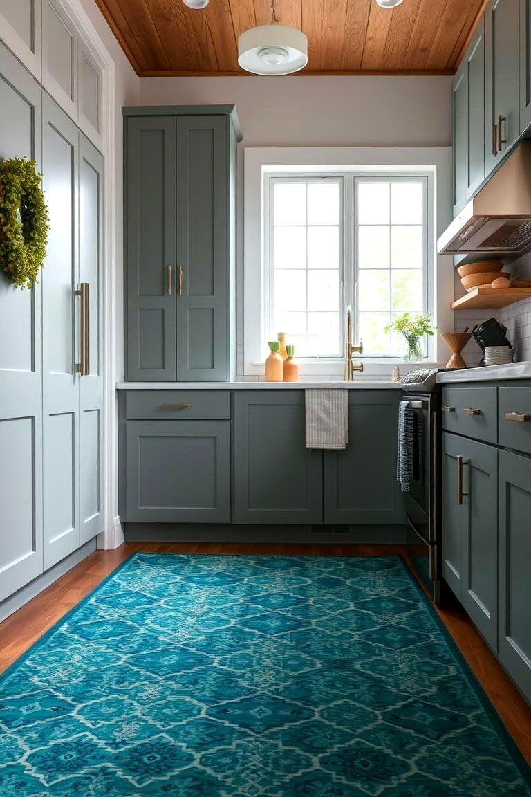 Teal Patterned Rugs - 24 Teal Kitchen Ideas