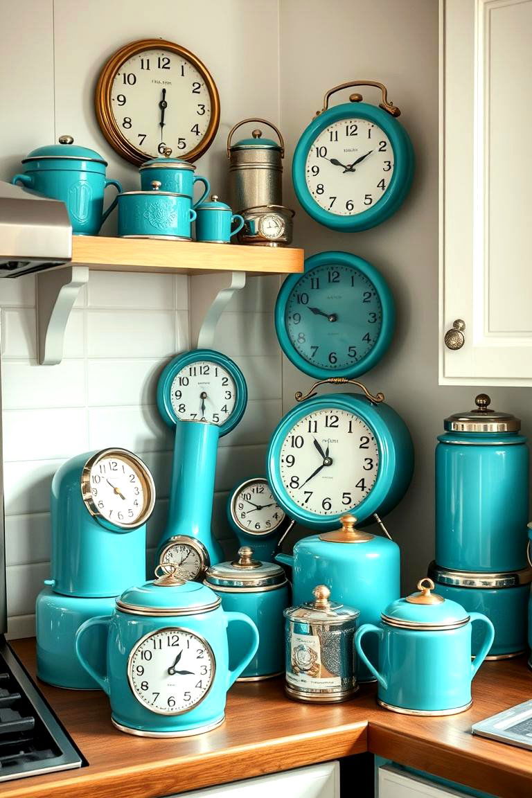 Teal Retro Kitchen Accessories - 24 Teal and White Kitchen Ideas