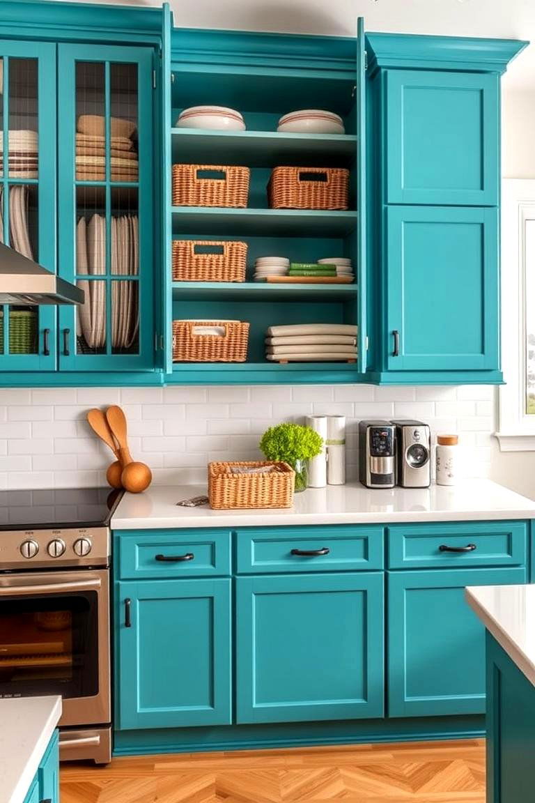 Teal Storage Solutions - 24 Teal Kitchen Ideas