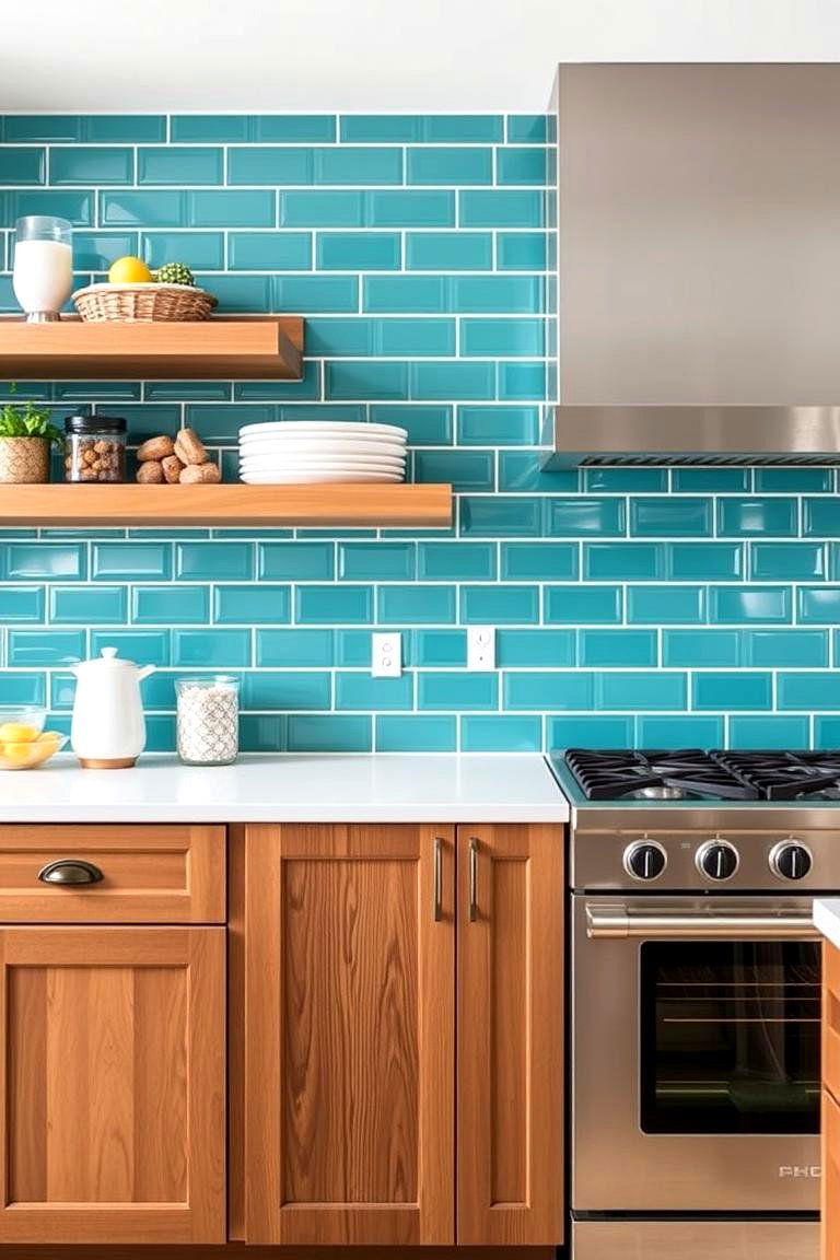 Teal Subway Tile Designs - 24 Teal Kitchen Ideas