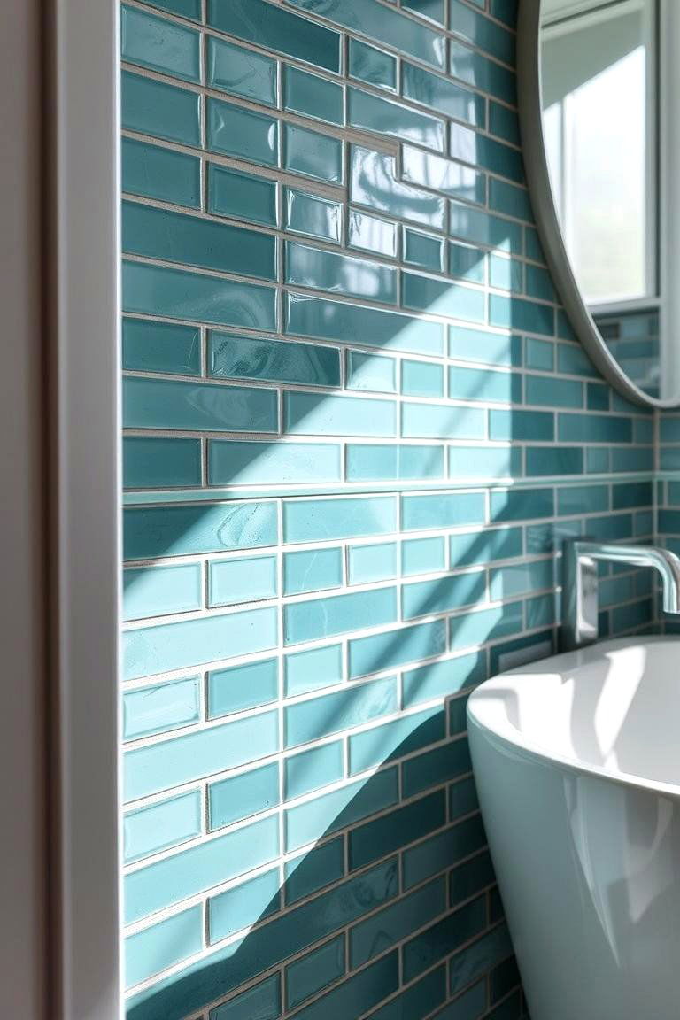 Teal Tile Detailing - 24 Teal Bathroom Ideas