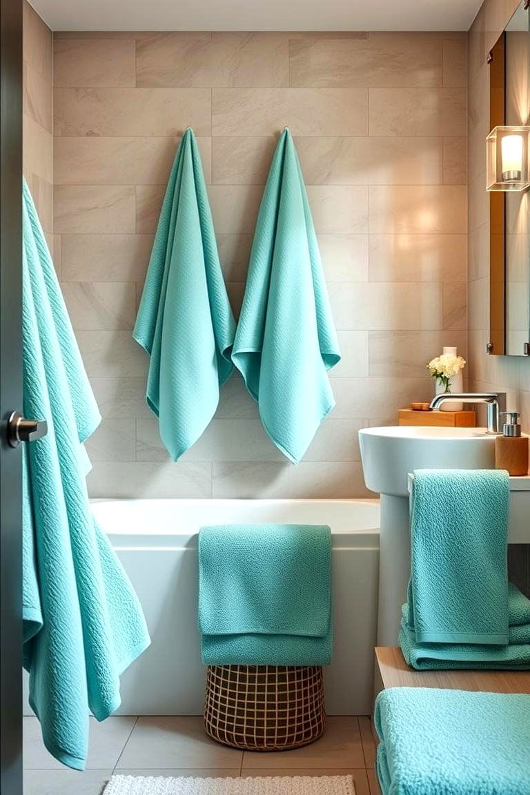 Teal Towels and Linens - 24 Teal Bathroom Ideas