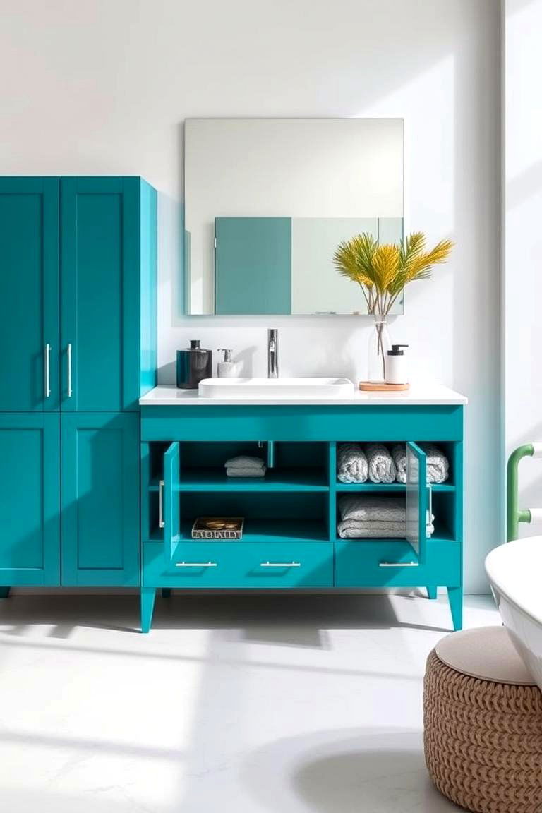 Teal Twist Vanity - 24 Blue Bathroom Vanity Ideas