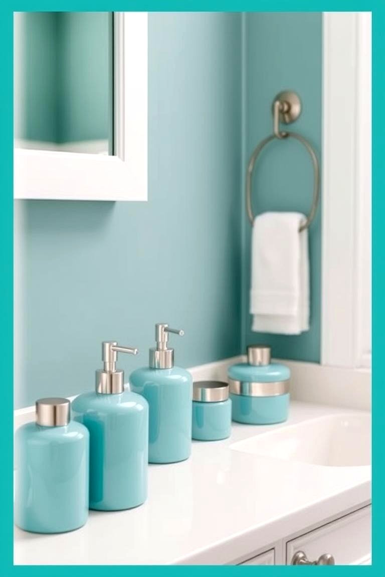 Teal Vanity Accessories - 24 Teal Bathroom Ideas