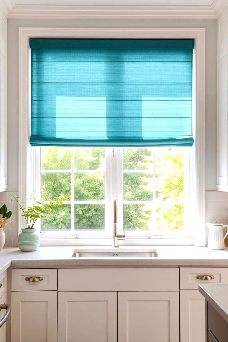 Teal Window Treatments - 24 Teal Kitchen Ideas