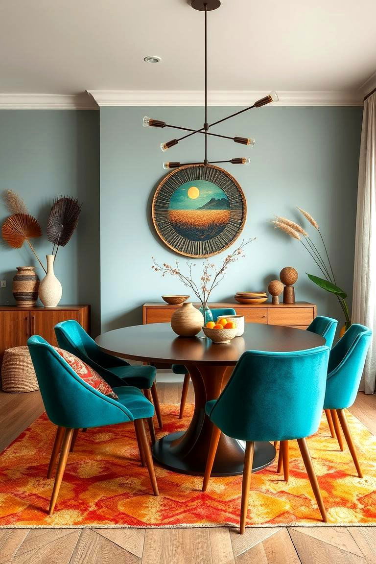 Teal and Earth Tone Balance - 24 Teal Dining Room Ideas