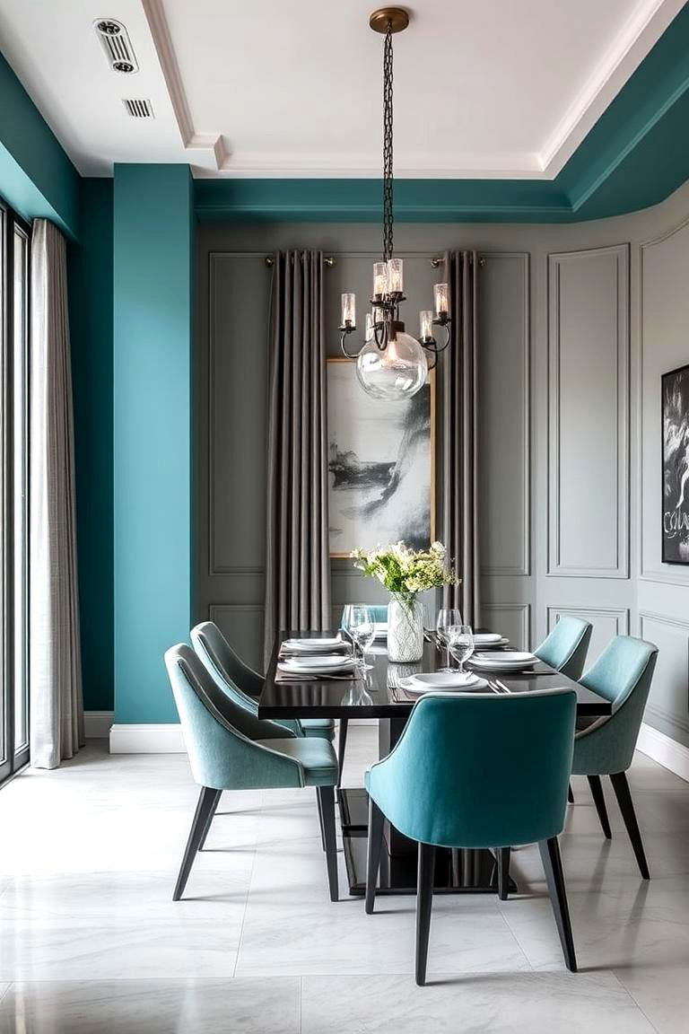 Teal and Gray Sophistication - 24 Teal Dining Room Ideas