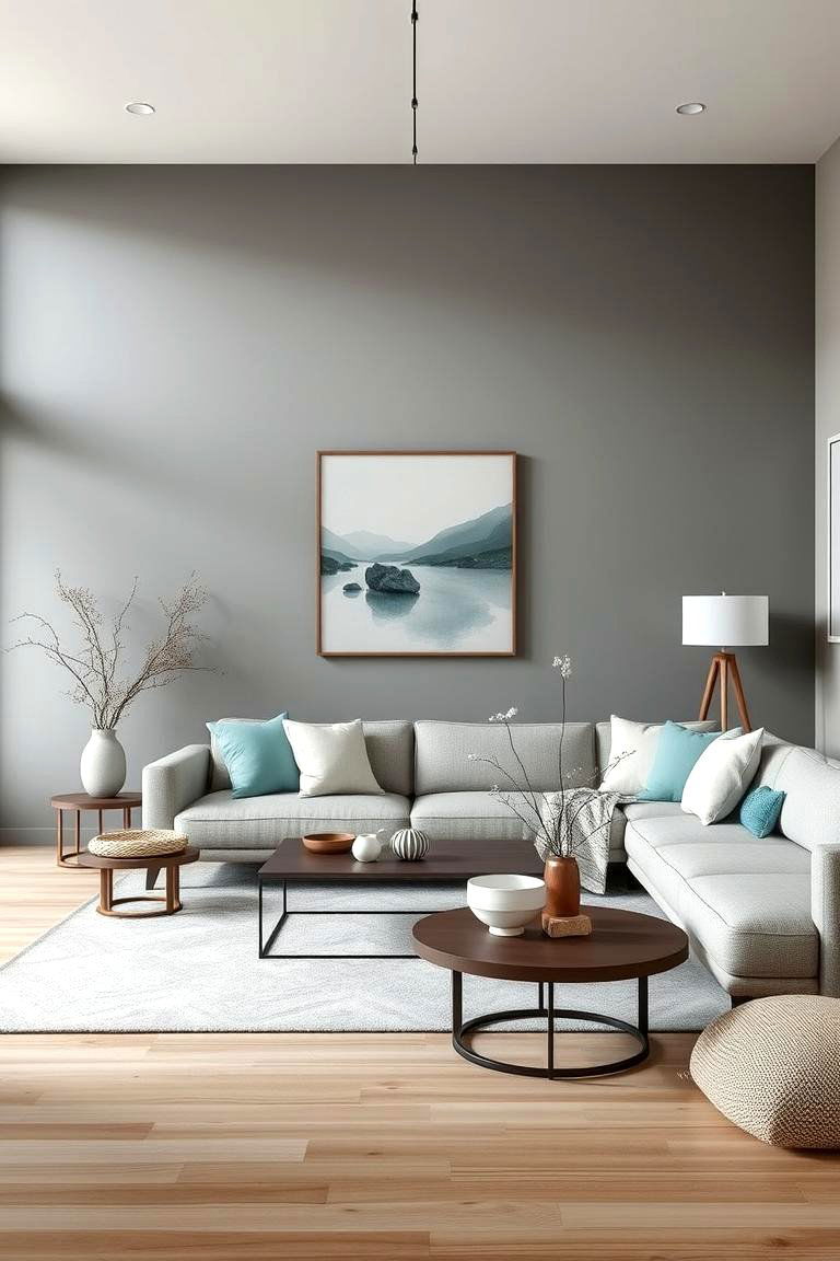 Teal and Grey Zen Living - 24 Teal and Grey Living Room Ideas