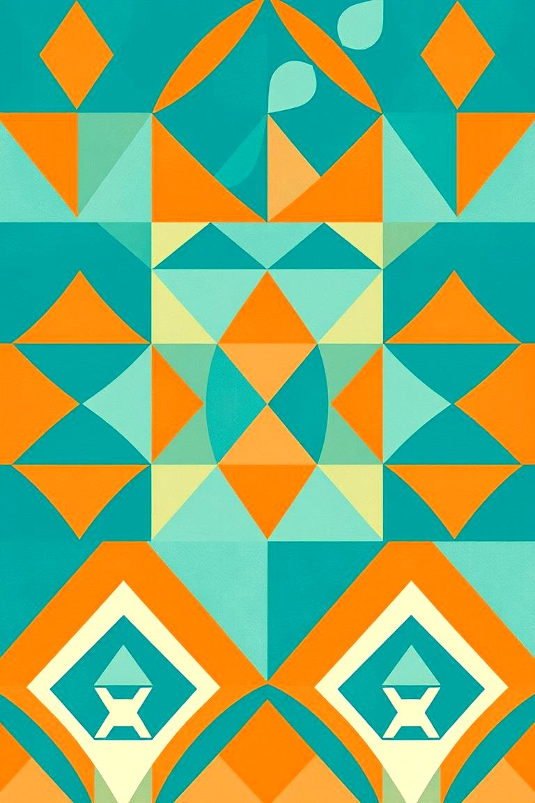 Teal and Orange Geometric Patterns - 24 Teal and Orange Bedroom Ideas