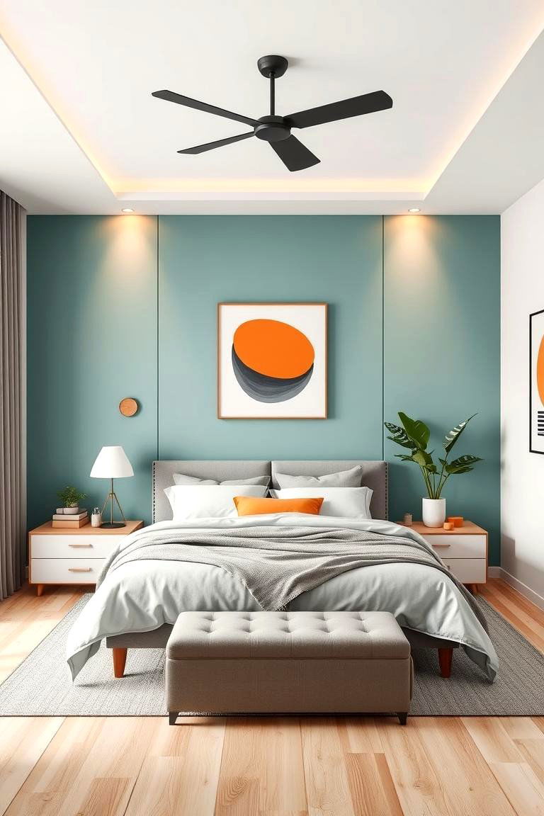 Teal and Orange Minimalist Decor - 24 Teal and Orange Bedroom Ideas